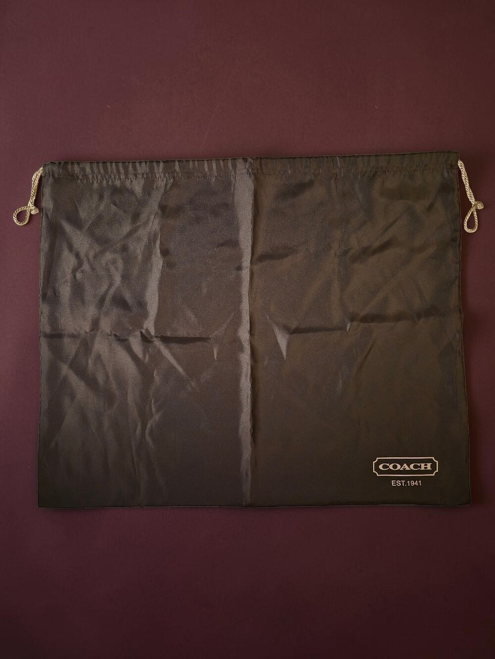 Coach Large Black Drawstring Dust Bag with Gold Logo 23"x19"